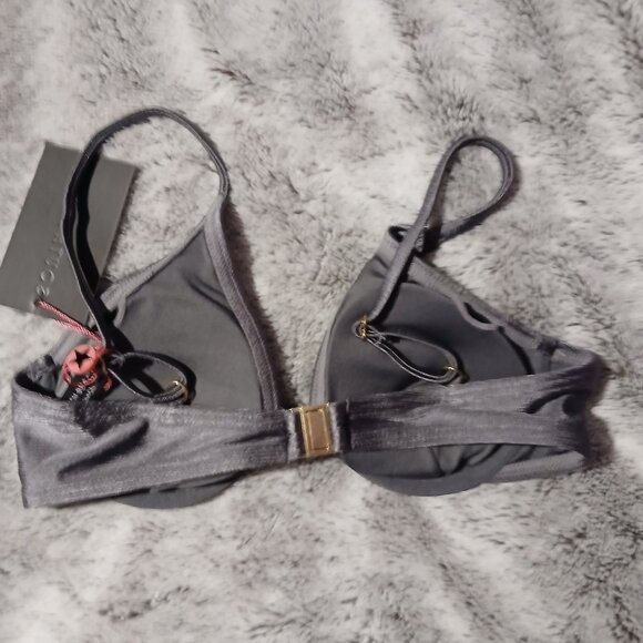 South Beach Women's High Shine Monowire Bikini Top Grey NWT SZ 4 - Picture 6 of 6